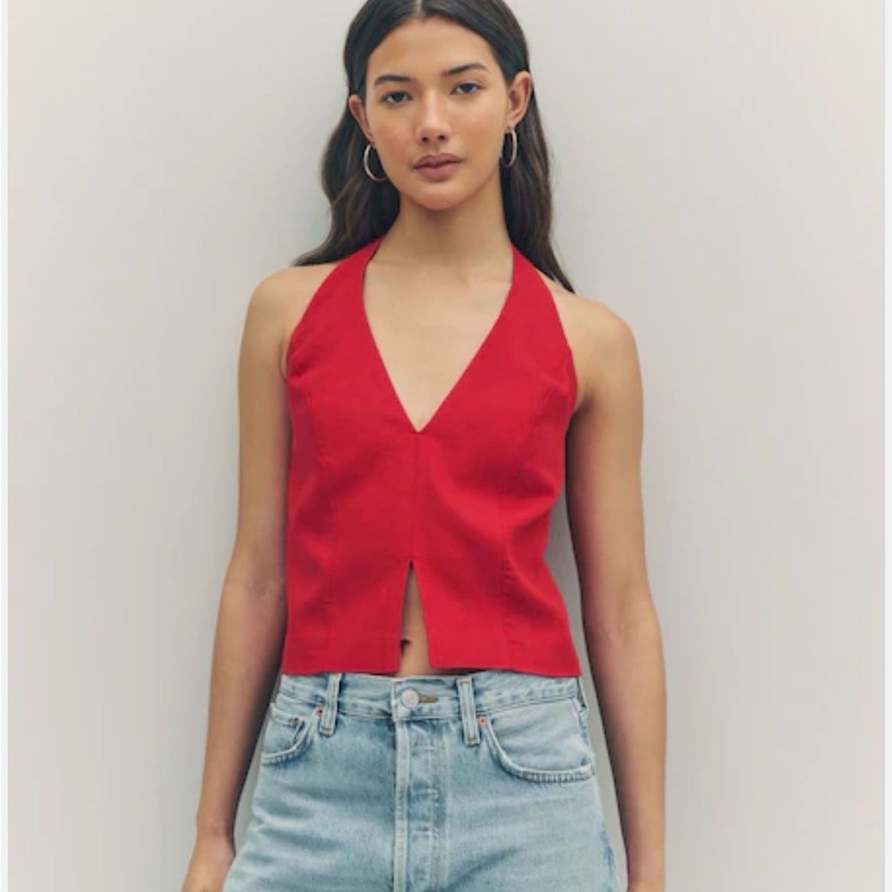 Red Halter Neck Women's Top